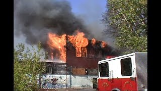 Vacant commercial building burns in Woonsocket RI 2005 [upl. by Edia]