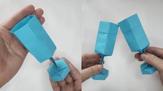 Origami WINEGLASS  How to make a paper glasses [upl. by Ailahs727]