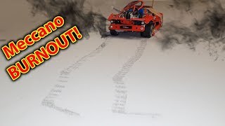 Meccano Ferrari 488 BURNOUT  Too much POWER messes up my desk [upl. by Rednal445]