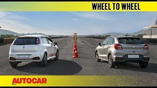 DRAG RACE Fiat Abarth Punto vs Maruti Baleno RS  Popular Turbo Hatches  Autocar India [upl. by Orazal]