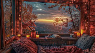 Autumn Wooden Bedroom 🍂🐿️ Jazz Music Rain Sounds for Peaceful Moments [upl. by Ahselrak723]