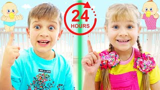 Roma and Diana 24 Hour Baby Challenge and Other Fun Challenges for Kids [upl. by Fariss762]