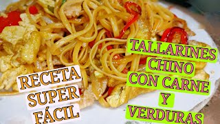 pastas china tallarines fritos estilo chinocomida china receta fácil y rico [upl. by Ahtamas]