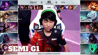 WE vs FPX  Game 1  Semi Finals LPL Summer 2021 playoffs  Team WE vs FunPlus Phoenix G1 [upl. by Ikcim]