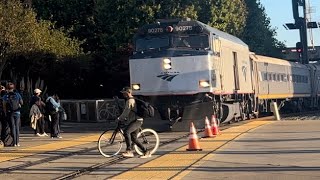 Amtrak near miss with a biker emergency brakes applied [upl. by Atteragram]