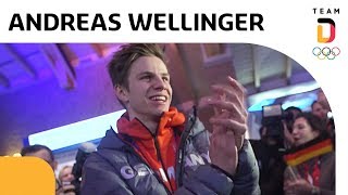 Skispringer Andreas Wellinger feiert seine Goldmedaille 🥇  Team Deutschland [upl. by Neelyaj]