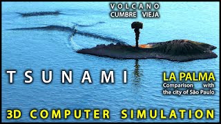 Volcano and Tsunami La Palma Cumbre Vieja  3D simulation  4K [upl. by Eenimod]