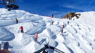 Härteste SkiAbfahrt der Welt Schweizer Wand 90 in Les Portes du Soleil [upl. by Anuahsed]