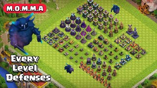 MOMMA  Mega Pekka  vs Every Level Defenses  Clash of Clans [upl. by Kellby315]