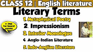 Literary Terms in English literature  Metaphysical poetry Impressionism etc  Class 12  Eng Lt [upl. by Berthold]