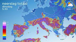 Cumulatieve neerslag ECMWF [upl. by Ttoile]