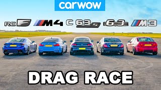 BMW M4 v AMG C63 S vs Lexus RC F v old M3 amp C63 DRAG RACE [upl. by Ettigdirb367]