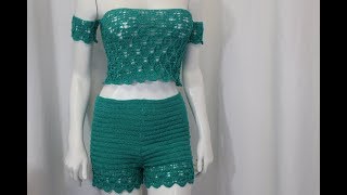 Blusa Crochet sin Hombros paso a paso cc [upl. by Lesna]