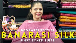 Banarasi Silk Unstitched Suits  Navratri Special Suits [upl. by Takara]