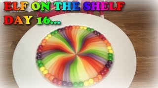 ELF ON THE SHELF DAY 16  Claud Makes SKITTLES EXPERIMENT RAINBOW  LCKC Toys [upl. by Arrad]