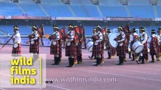 Women bagpiper band perfoming at opening ceremony of CRPF Half Marathon [upl. by Lipsey]