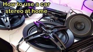 How to wire up a Sony car stereo for home use including speakers amplifier and subwoofer [upl. by Garrity227]