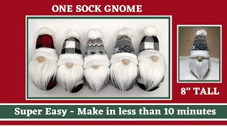 One Sock diy Gnome  Super Easy in less than 10 minutes  No sew gnomes  Christmas gnome [upl. by Orvas]