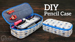 DIY Pencil Case with Layer  How to make a Stationery Organizer Pouch sewingtimes [upl. by Viking303]