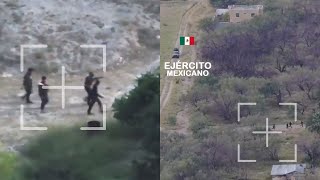 Sicarios huyen de enfrentamiento al ver al Ejército mexicano fue captado por dron de EU [upl. by Keil]