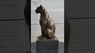 Panther Puma Cougar Cat Bronze Sculpture Statue Figure on Marble Base AL348 [upl. by Camm]