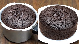 Chocolate Sponge Cake in Pressure Cooker  Basic Sponge Cake Recipe  Chocolate Cake Without Oven [upl. by Nylimaj]