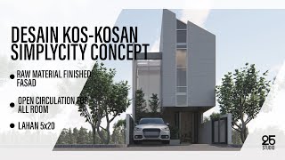 DESAIN KOSKOSAN  AREA 5x20  SIMPLYCITY CONCEPT  BOARDING HOUSE DESIGN [upl. by Annayt]