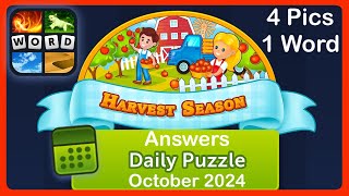 4 Pics 1 Word  Harvest Season  October 2024  Answer Daily Puzzle  Bonus Puzzle 4pics1word [upl. by Aneema]