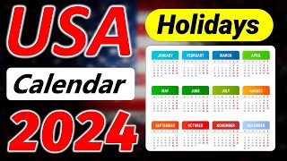 US Holiday Calendar 2024  Holidays and Observances in United States 2024 [upl. by Laucsap]