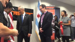 Ribbon Cutting Ceremony with Mayor Rahm Emanuel and Alderman Emma Mitts [upl. by Josy]