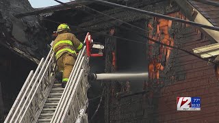 BLACKSTONE VALLEY Fire damages 3story Woonsocket home [upl. by Dier349]