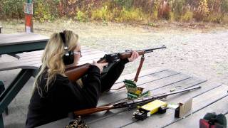 Analisa shooting the 444 Marlin Rifle in Birchwood Alaska [upl. by Imuya]