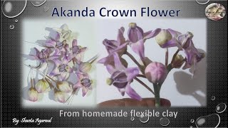 Tutorial Akanda Crown Flower Calotropis Gigantea from flexible claycold porcelain  Home decor [upl. by Ardnassak]