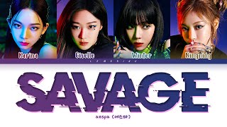 aespa Savage Lyrics 에스파 Savage 가사 Color Coded LyricsHanRomEng [upl. by Walter48]