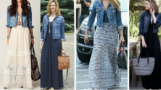 Maxi dress with denim jacket 2020  How to style Maxi Dress [upl. by Eural]