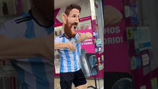 Person in Messi costume dances on Buenos Aires street [upl. by Ettevol450]