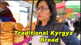 Traditional Kyrgyz Bread Roti street food [upl. by Dahij]