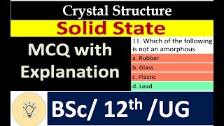 Crystal Structure  Solid state MCQ with explanation for class TY BSc  Class 12 MCQ in Hindi [upl. by Oxford360]