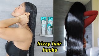 MY ANTIFRIZZ HAIR WASH ROUTINE  How to smooth out frizzy hair [upl. by Gerry]