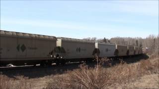 Canpotex amp Potash Corp CN 758 Potash  Derailment Curve AB W DPU 17APR13 SD70M2 8884 Leading [upl. by Llehcram]