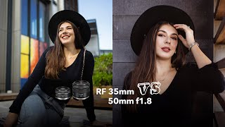 Canon RF 35mm f18 vs 50mm Lens Portrait Review [upl. by Ashly159]