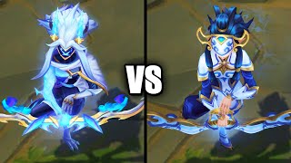 DRX Kindred vs Porcelain Kindred Skins Comparison League of Legends [upl. by Bhatt889]