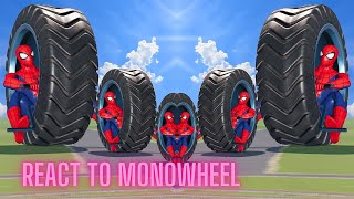 Big amp Small Monowheel whith Spiderman vs Train ❣️ TV WOMAN ❣️ React to BeamNGDrive [upl. by Adnolahs]