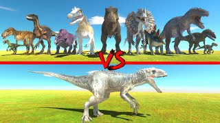 Indominus rex in Battle with All Dinosaurs  Animal Revolt Battle Simulator [upl. by March869]