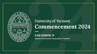 UVM Commencement Speech 2024 Olivia Eisenberg 24 [upl. by Codel114]