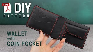 DIY pattern Bifold wallet with coin pocket  tutorial  asmr [upl. by Nogas]