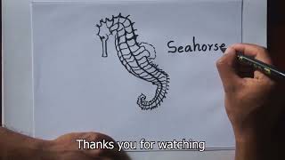 how to draw a seahorse realistichow to draw a realistic seahorse step by step [upl. by Sim]