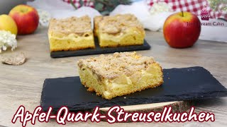 Saftiger ApfelQuarkStreuselkuchen  Leckerer amp Einfacher Blechkuchen mit Äpfeln [upl. by Llesig]