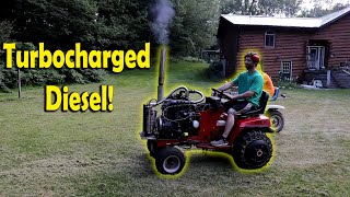 We Put a Turbocharged Diesel Tractor Engine in a Lawn Mower [upl. by Alicsirp651]