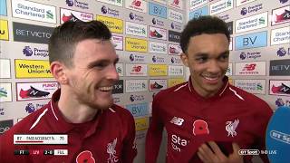 Trent AlexanderArnold isnt happy giving Andy Robertson the MOTM award Postmatch interview [upl. by Geraldine637]